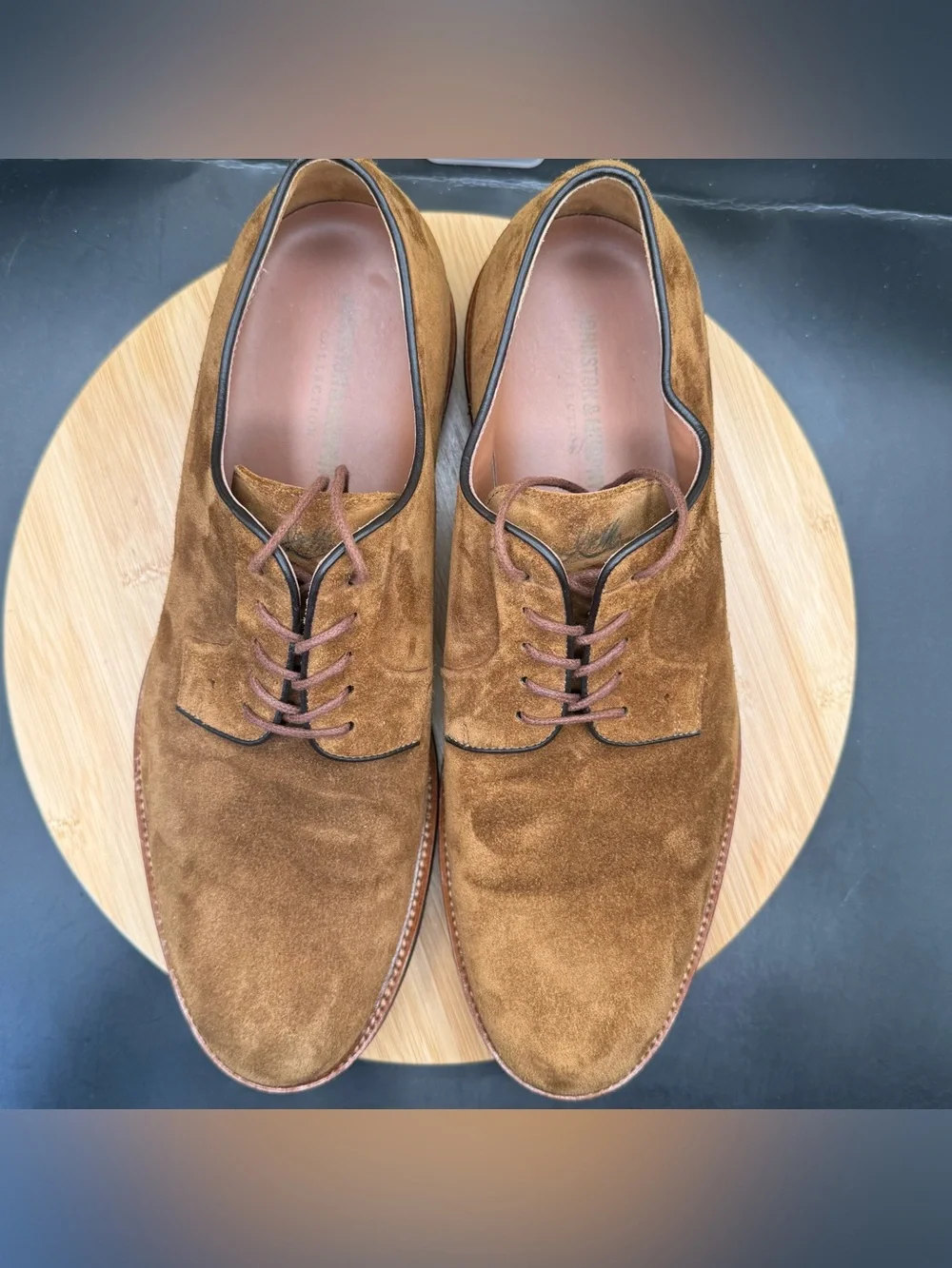 JOHNSTON & MURPHY MEN'S HARTFORD PLAIN TOE OXFORD SNUFF SUEDE SZ 12